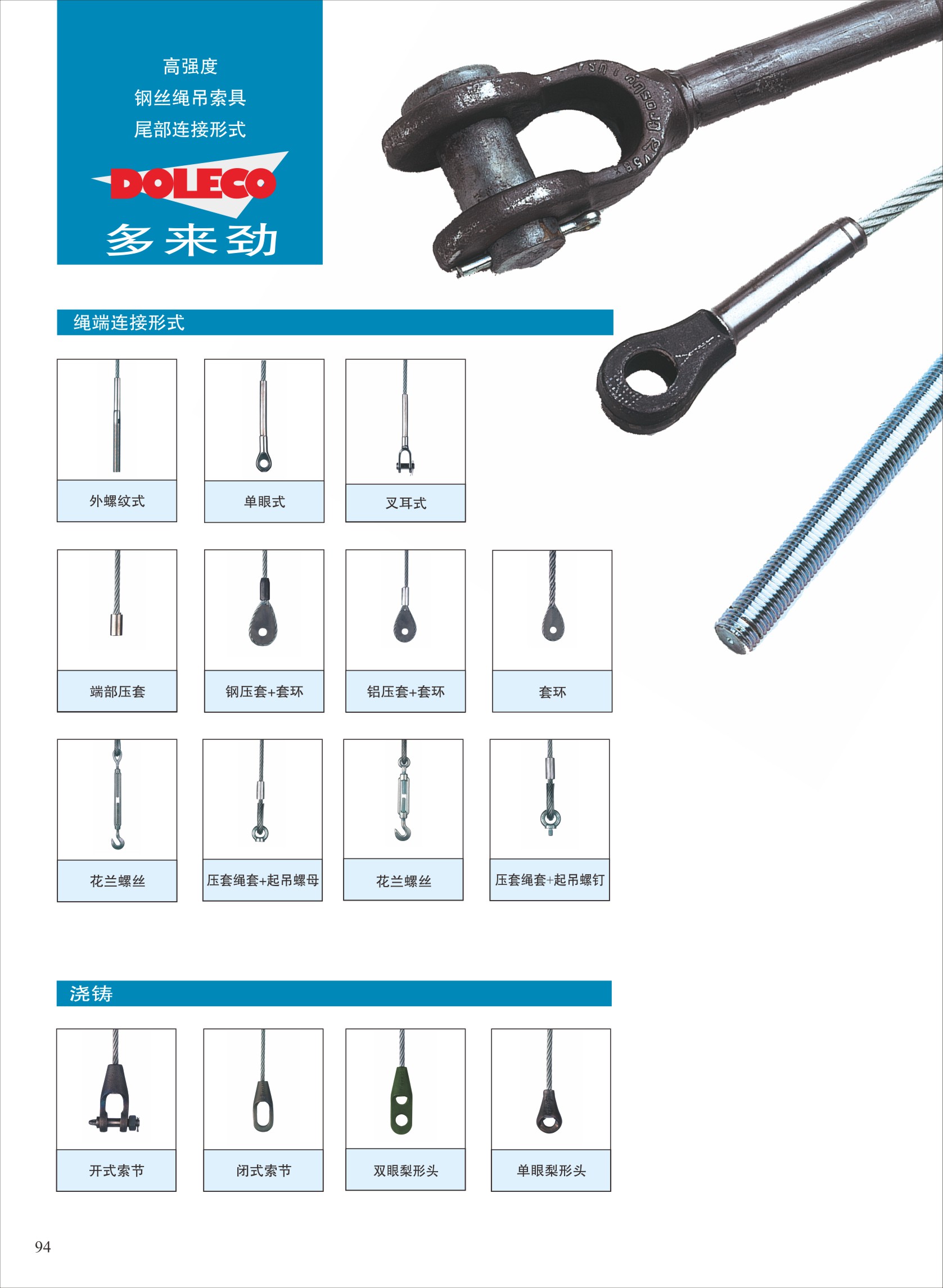 钢丝绳吊索具顶部/尾部连接形式