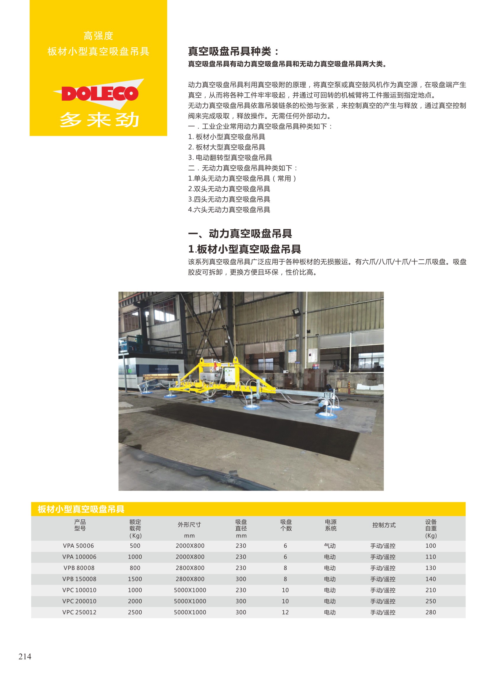 板材小型真空吸盘吊具